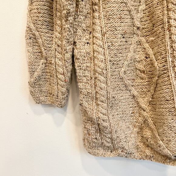 Carraig Donn Wool Chunky Knit Grandpa Cardigan Sweater Tan Size M - Picture 3 of 8